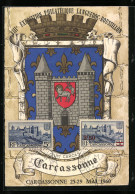 AK Carcassonne, VIII. Exposition Philatelique Languedoc-Roussillon 1960, Wappen Und Briefmarken  - Timbres (représentations)
