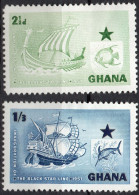 GHANA/1957/MH/SC#14-5/ VIKING SHIP/ ANGLE FISH/ BLACK STAR LINE INAUGURATION/ SHORT SET - Ghana (1957-...)