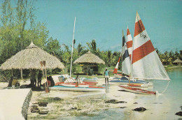 Post Card Mauritius - Hotel St Geran Belle Mare Sailboats Canoes Beach - Mauritius