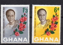 GHANA/1964/MNH/SC#176-7/KWAME NKRUMAH 55TH BIRTHDAY/ FLOWERS/ SHORT SET - Ghana (1957-...)