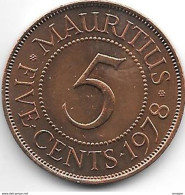 *mauritius 5 Cents  1978  Km 34  Unc - Mauritius