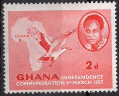 GHANA/1957/MH/SC#1/ INDEPENDENCE / KWAME NKRUMAH/ 1p ROSE RED - Ghana (1957-...)