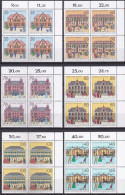 BRD, 1991 Nr. 1563-1568 ** Komplett, 6 Viererblöcke Vom Eckrand Oben Rechts "Historische Posthäuser" - Unused Stamps