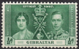 GIBRALTAR/1937/MH/SC#104/KING GEORGE VI / KGVI / CORONATION ISSUE / 1/2p DEEP GREEN - Gibraltar