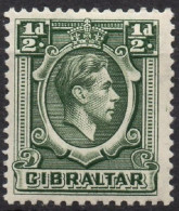 GIBRALTAR/1938-49/MH/SC#107/ KING GEORGE VI / KGVI/ 1/2p GRAY GREEN - Gibraltar