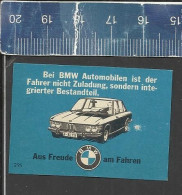 BMW AUS FREUDE AM FAHREN - ADVERTISING MATCHBOX LABEL GERMANY 1970 - Cajas De Cerillas - Etiquetas