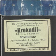 KROKODIL REMSCHEID - WICKÜLER BIERE  -   ALTES DEUTSCHES STREICHHOLZ ETIKETT - OLD MATCHBOX LABEL GERMANY - Zündholzschachteletiketten