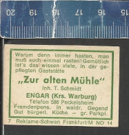 ZUR ALTEN MÜHLE ENGAR (KRS WARBURG)  -   ALTES DEUTSCHES STREICHHOLZ ETIKETT - OLD MATCHBOX LABEL GERMANY - Matchbox Labels