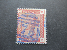 GB Um 1880 Freimarken Königin Viktoria Mi.Nr.56 Mit Blauem Stempel / Nummerstempel 56 In Blau!! - Gebruikt