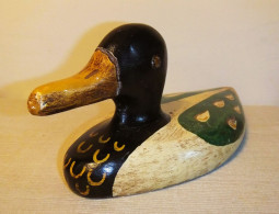 ANTIGUO PATO DE MADERA POLICROMADO, RECLAMO, SEÑUELO DE CAZA - Popular Art