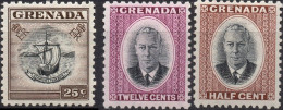 GRENADA/1951/MH/SC#151, 159-60/ SEAL OF COLONY / SHIPS/ BOATS/ KING GEORGE VI / KGVI / PARTIAL SET - Grenada (...-1974)