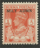 232 Burma 1945 Mily Admn 1p George VI MNH ** Neuf SC (BRM-29a) - Myanmar (Burma 1948-...)