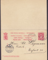 Luxembourg UPU Postal Stationery Ganzsache Grossherzog Adolf, 10/10 C. LUXEMBOURG-VILLE 1901 ERFURT (Arr.) - Stamped Stationery