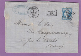 E. DURIEUX & CIE., FABRICANTS D'ORNEMENTS D'EGLISE, REIMS.LETTRE POUR MR LE CURE DE MACQUINCOURT, POSTE LE CATELET. - 1853-1860 Napoléon III.