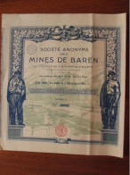 FRANCE - 31 - PARIS 1928 - MINES DE BAREN - LOT DE 2 TITRES IDENTIQUES - ACTION DE 100 FRS - BELLE DECO - Altri & Non Classificati