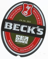 BECK`S Sea  Dance Festival   Beer Label From Montenegro - Bier