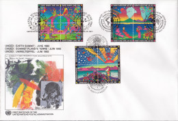 UNO NEW YORK  Trio-FDC 2, Umwelt Und Entwicklung, 1992 - FDC