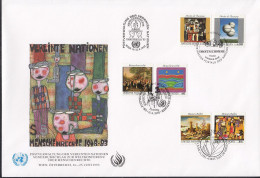 UNO NEW YORK  Trio-FDC 9, Künstler-FDC Hundertwasser, Menschenrechte, 1992 - FDC