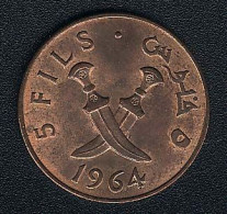 South Arabia (Jemen), 5 Fils 1964, Krummdolche, UNC - Jemen