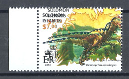 Error Double Impression MNH Prehistoric Animals Dinosaurs Deinonychus Antirrhopus - Michel 4023 Solomon Islands 2016 - Preistorici
