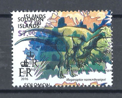 Error Double Impression MNH Prehistoric Animals Dinosaurs Megaraptor Namunhuaiquii - Michel 4032 Solomon Islands 2016 - Preistorici