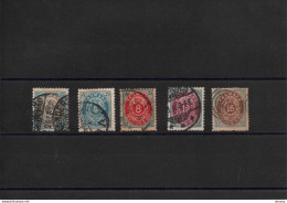 DANEMARK 1875 Yvert 22-26 Dentelé 12 1/2 Oblitéré, Cote : 17 Euros - Gebraucht