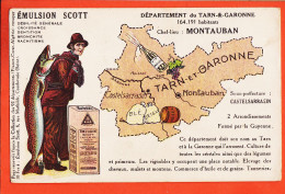 31438 / Publicité Emulsion SCOTT Carte Contour Département 82-TARN-GARONNE 164.191 Habit. ● Chef-Lieu MONTAUBAN - Publicidad