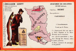 31437 / Publicité Emulsion SCOTT Carte Contour Département 79-DEUX SEVRES 309.820 Habitants ● Chef-Lieu NIORT - Publicidad