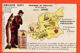 31424 / Publicité Emulsion SCOTT Carte Contour Département 04-BASSES-ALPES 88.347 Habitants ● Chef-Lieu DIGNES - Werbepostkarten