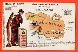 31434 / Publicité Emulsion SCOTT Carte Contour Département 56-MORBIHAN 543.175 Habitants ● Chef-Lieu VANNES - Werbepostkarten