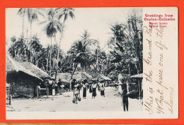 31097 / Greetings From CEYLON-COLOMBO Sri Lanka Ceylan Street Scene Grand Pass " What Price One Of The Slums " 1900s  - Sri Lanka (Ceylon)