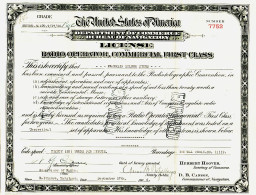 31303 / Radio Operator Licence U.S United States America Radiotelegraph 1st Class MYERS NEW-ORLEANS 1926 BALTIMORE - Documenti Storici