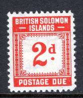 British Solomon Islands 1940 Postage Dues - 2d Scarlet HM (SG D2) - Salomonseilanden (...-1978)