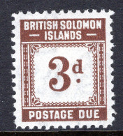 British Solomon Islands 1940 Postage Dues - 3d Brown HM (SG D3) - Salomonseilanden (...-1978)