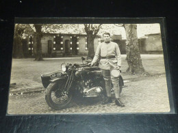 CARTE PHOTO ANONYME DE MOTO MILITAIRE SIDE-CAR (C.U) - Motorräder