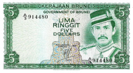 BRUNEI $5 GREEN  SULTAN MAN HEAD FRONT MOSQUE BACK 1981 P.a UNC READ DESCRIPTION !!! - Brunei