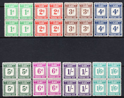 British Solomon Islands 1940 Postage Dues Sets In Blocks Of 4 HM (SG D1-D8) - Toned But Rare - Salomonseilanden (...-1978)