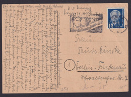 DDR Brief EF Pieck Postkarte Mit Fahnenstempel Gera Treffen Der Friedliebenden - Covers & Documents