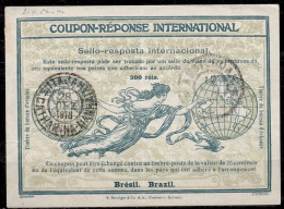 BRESIL BRAZIL / AMSTERDAM 1918, Rome Type Int. Reply Coupon Reponse Antwortschein Cupon Respuesta IRC IAS Redeemed Amste - Enteros Postales