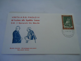 VATICAN  COVER FDC  1967 POPES  VISIT  FRANCE  GENERALE   DE GAULLE - Sonstige & Ohne Zuordnung