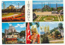 CPSM / CPM 10.5  X 15 Turquie Türkiye (6) ISTANBUL Sehirden Muhtelif Gôrûnûsler  Mosquées Chateau Fortifications - Turquia