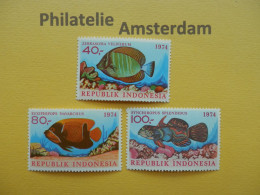 Indonesia 1974, FAUNA FISH FISCHE VISSEN POISSONS PECES PESCI: Mi 794-96, ** - Fische