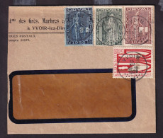 DDGG 342 -  Thème ORVAL - Partie D' Enveloppe TP Orval QUADRICOLORE YVOIR 1928  - COB 80, 9, 4 Et 18 EUR S/lettre - Brieven En Documenten