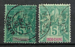 INDOCHINE 1892-1906: Les Y&T 6,17 Obl., 2 Nuances - Usati