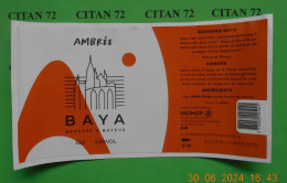 1  ETIQUETTE  De  BIERE   BRASSERIE ..INOHOP  BAYA    AMBREE   14400  BAYEUX  33 CL - Cerveza