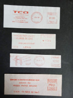 V0721 Red Meter Cut  - EDF GDF Cedex  TCO -Lot Of 4 -LENS BÉZIERS Villeurbanne   - FREISTEMPEL  EMA  Electric Electronic - Fabriken Und Industrien