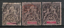 INDOCHINE 1892-1906: Les Y&T 10 Obl., 3 Nuances - Usati