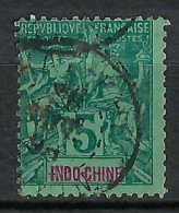 INDOCHINE 1892-1906: Le Y&T 6 Obl., Vert Foncé Sur Vert Et Rouge-sang - Usati