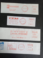 V0731 Red Meter Cut  - France - Massy Jules Ferry  Lyon Nancy  CEM  Radio 1970's - Lot Of 4 FREISTEMPEL  EMA Electronics - Fabbriche E Imprese