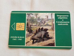 CZECH REPUBLIC-(C32A-22/11.93)-Dinosaur -Stegosaurus-(97)(100units)(22/11/1993)(tirage-100.000)-used Card - República Checa